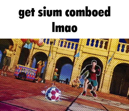 Man Kicking Soccer Ball Saying Get Sium Comboed Imao GIF