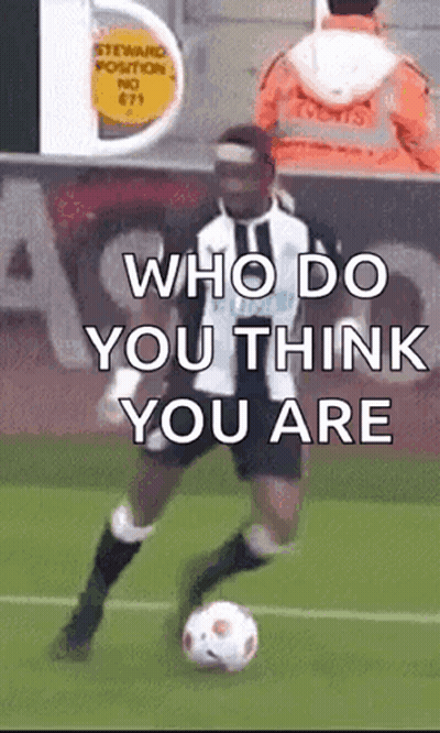 Man Kicking Soccer Ball Saying Who Do You Think You Are GIF