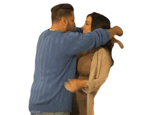 Man Kissing Woman Family Vacation Sticker