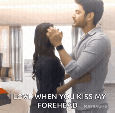 Man Kissing Woman Forehead Saying I Love When You Kiss My Forehead GIF
