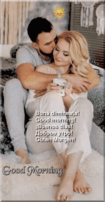 Man Kissing Woman Good Morning GIF