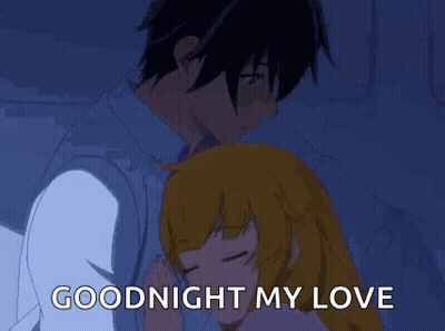 Man Kissing Woman On Forehead While Girl Says Goodnight My Love GIF