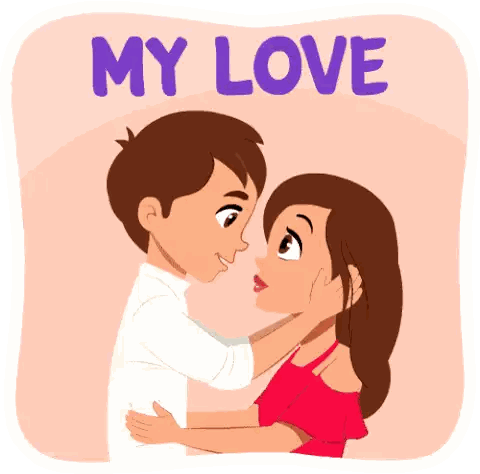 Man Kissing Woman With My Love Sticker