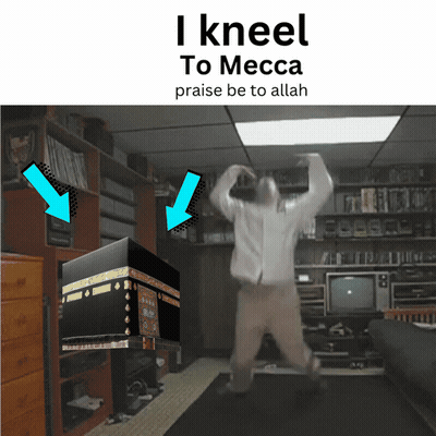 Man Kneeling Before Kaaba GIF