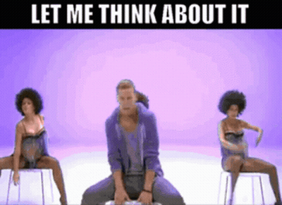 Man Kneeling Before Two Women Saying Let Me Think About It GIF