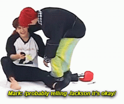 Man Kneeling Beside Another Saying Mark Probably Telling Jackson It's Okay GIF