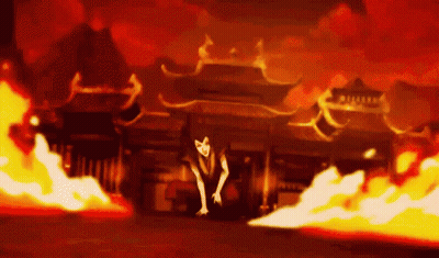Man Kneeling In Front Of Burning Building GIF