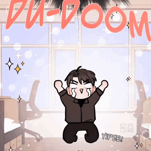 Man Kneeling In Front Of Window Du-Doom GIF