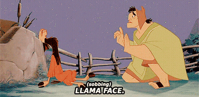 Man Kneeling Next To Girl Sobbing Llama Face GIF