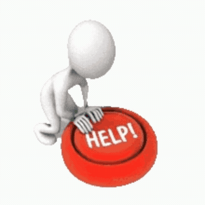 Man Kneeling Next To Red Help Button GIF
