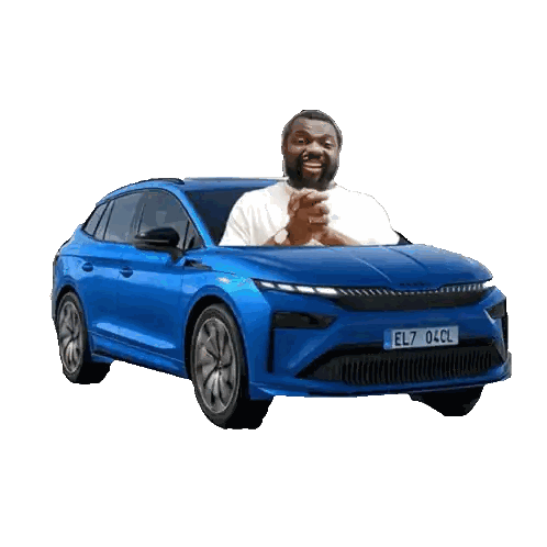 Man Kneeling On Blue Car Sticker