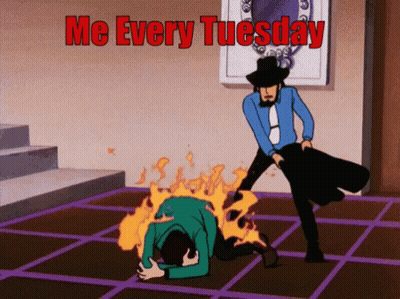 Man Kneeling On Floor Saying Me Every Tuesday GIF