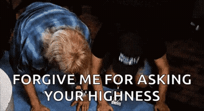 Man Kneeling Saying Forgive Me For Asking Your Highness GIF