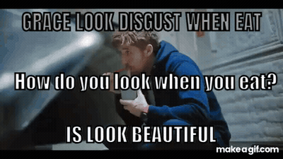 Man Kneeling With Straw Grace Look Disgust When Eat Look Beautiful GIF
