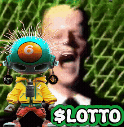 Man Laughing In Background Of $ Lotto Poster GIF