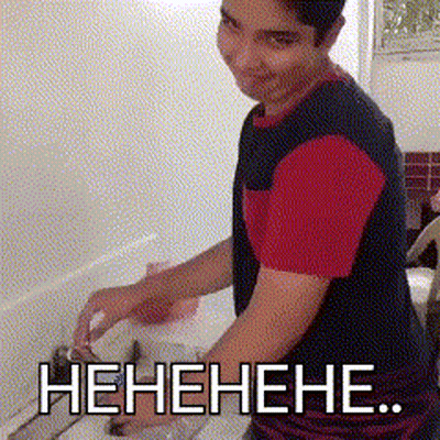 Man Laughing Washing Dishes Henehene GIF