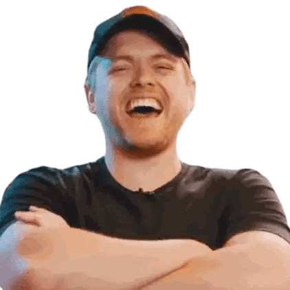 Man Laughing With Arms Crossed And Baseball Cap Sticker