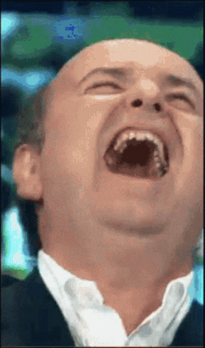 Man Laughing With Mouth Open Eyes Closed GIF