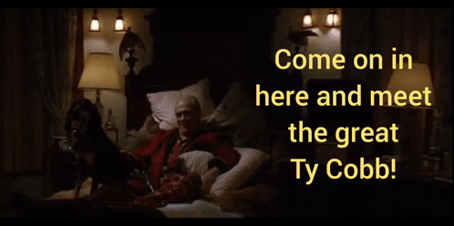 Man Laying In Bed Come On In Here Meet The Great Ty Cobb GIF