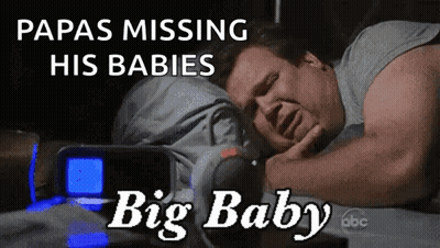 Man Laying In Bed Papas Missing His Babies Big Baby GIF