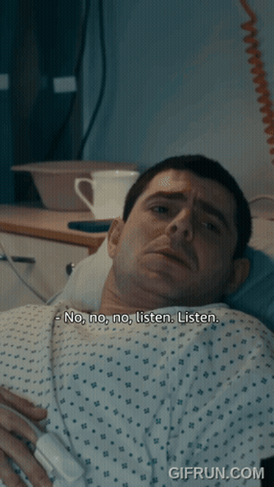 Man Laying In Hospital Bed Saying No No No Listen Listen GIF