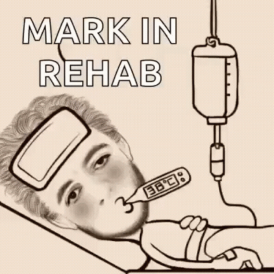 Man Laying In Hospital Bed With Thermometer And Bandage GIF