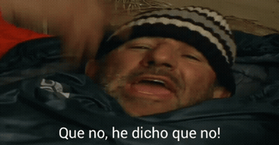 Man Laying In Sleeping Bag Que No He Dicho Que No GIF
