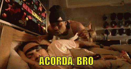 Man Laying On Another Man's Stomach Saying Acorda Bro GIF