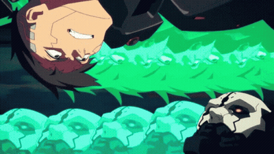 Man Laying On Back With Skull Foreground GIF