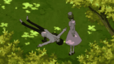 Man Laying On Back With Woman In White Dress GIF
