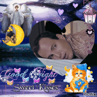Man Laying On Bed Saying Good Night Sweet Kisses GIF