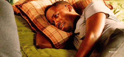 Man Laying On Bed With Pillow #Newgirl GIF
