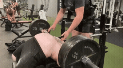 Man Laying On Bench With Barbell On Back GIF