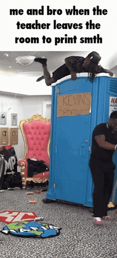 Man Laying On Blue Kevins Bathroom Stall GIF