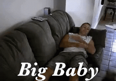 Man Laying On Couch Saying Big Baby GIF