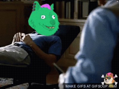 Man Laying On Couch With Green Dog Head GIF