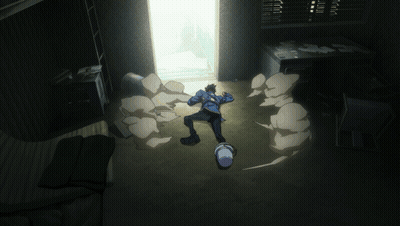 Man Laying On Floor In Dark Room With Smoke GIF
