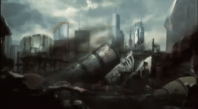 Man Laying On Ground In Front Of City GIF