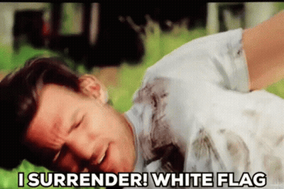 Man Laying On Ground Saying I Surrender White Flag GIF