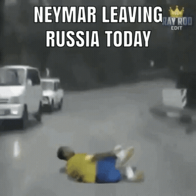 Man Laying On Ground With Neymar Leaving Russia Today GIF
