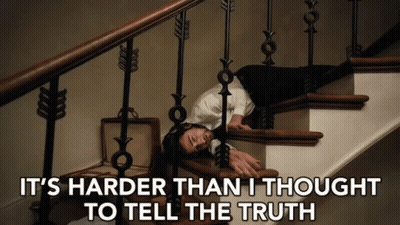Man Laying On Stairs Saying It's Harder Than I Thought To Tell The Truth GIF
