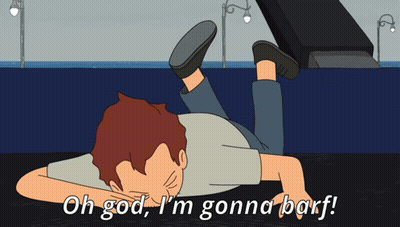 Man Laying On Stomach Saying Oh God I'm Gonna Barf GIF
