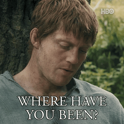 Man Leaning Against Tree Saying Where Have You Been GIF