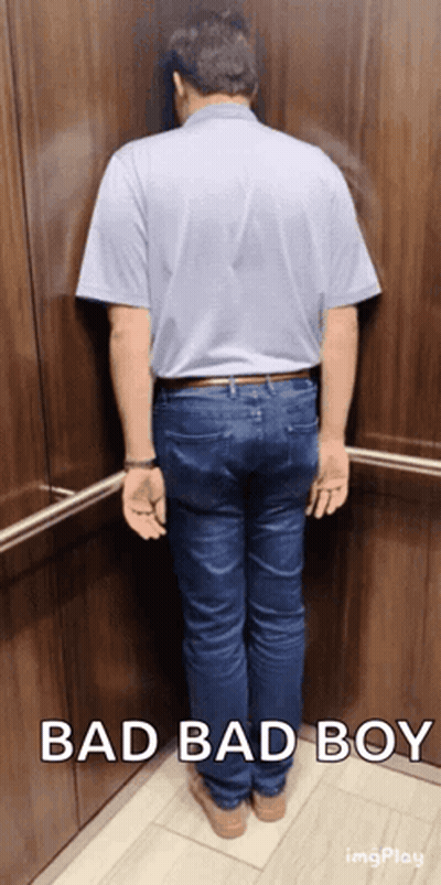 Man Leaning Against Wall In Elevator GIF