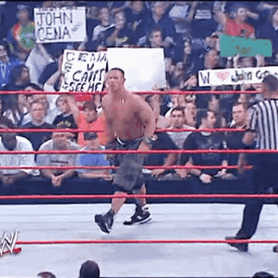 Man Leaving Wrestling Ring Saying John Cena GIF