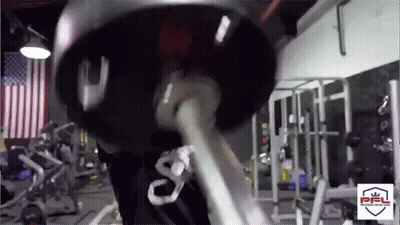 Man Lifting Barbell In Gym With PFL Logo GIF