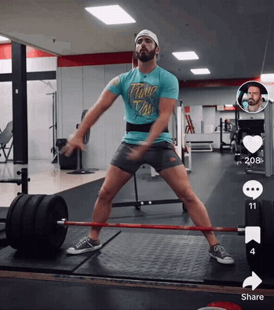 Man Lifting Barbell In Panic Train T-Shirt GIF
