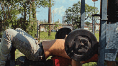 Man Lifting Barbell On Bench GIF