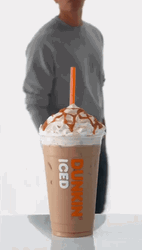 Man Lifting Cup Of Iced Psl Dunkin GIF