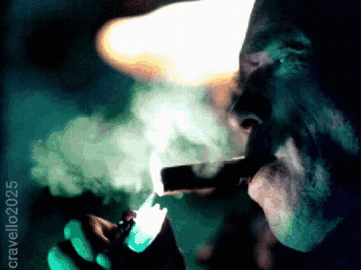Man Lighting Cigar With Smoke GIF